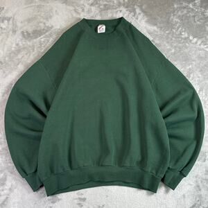 Vintage Jerzees Blank Crewneck Sweatshirt Mens XL Green Made in USA 90s Minimal